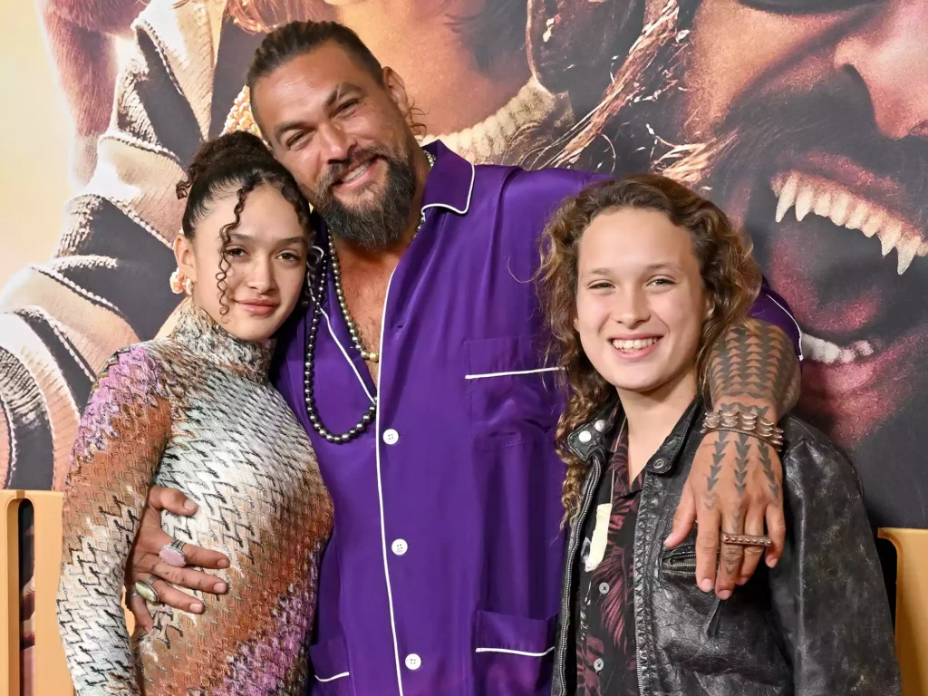 Lola Iolani Momoa, Jason Momoa, and Nakoa-Wolf Manakauapo Namakaeha Momoa attend the Los Angeles Premiere of Netflix's 'Slumberland' at AMC Century City 15 on Nov. 9, 2022, in Century City, Calif.