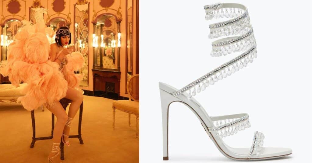 Taylor Swift Stuns in Showgirl Glamour With Sparkling Chandelier Sandals for New Album Art