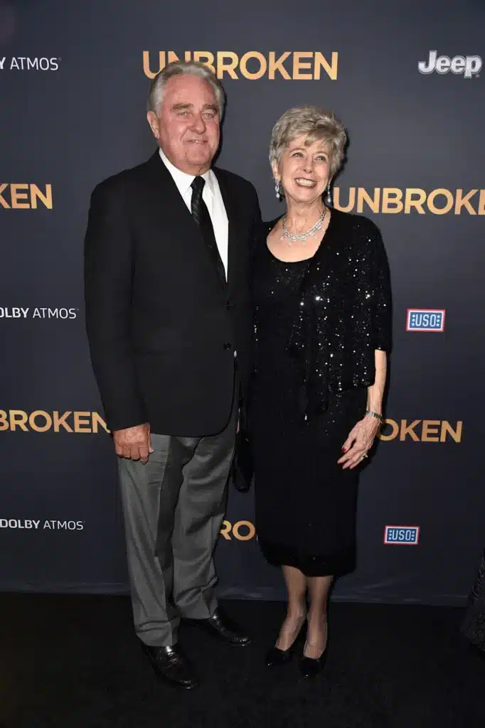 William Pitt and Jane Pitt, parents of Brad Pitt, attend the premiere of "Unbroken" on Dec. 15, 2014, in Hollywood, California.
