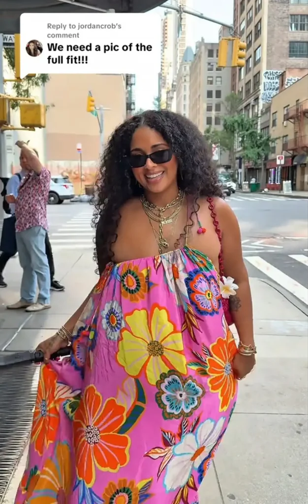 Kimberly feliz in her one-shoulder dress.