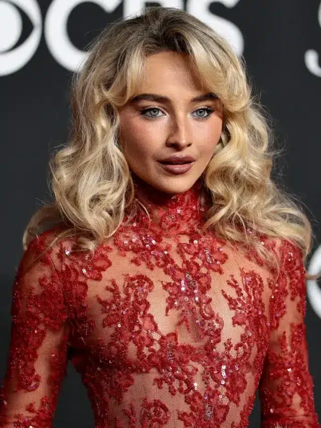 Sabrina Carpenter Stuns in Red See-Through Gown at 2025 VMAs.